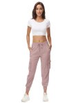 Women's Cargo Hiking Pants Quick Dry Lightweight Elastic Waist Button Pockets Joggers Athletic Sweatpants Travel Casual