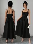 Elegant Women'S Blue Maxi Dress with Ruched Neckline and Tie Waist - Sleeveless, Asymmetrical Spaghetti Straps, Perfect for Vacation, Commuting, and Summer Parties, Stylish and Comfortable Fit, Casual Summer Dress | Chic Maxi Dress | Asymmetrical Strap De