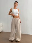 Women's Ultra-Low-Rise Straight-Leg Casual Pants - Mid-Stretch All-Season Comfort, Machine Washable Solid Color Trousers for Casual Attire, Comfortable Fashion, Stylish Simplicity, Easy Movement Fabric, Medium Elasticity